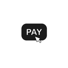 Pay Button icon, Pay per click icon with arrow, vector isolated illustration