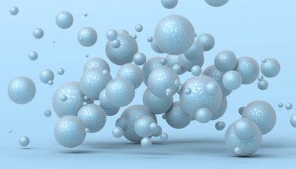 Abstract 3d rendering of geometric shapes. Modern composition. Background design with spheres for poster, cover, branding, banner, placard.