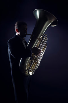 Tuba player brass instrument