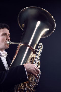 Tuba player brass instrument