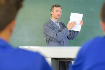 career teacher giving a course