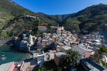 Fototapeta na wymiar Panoramic view of a coastal town in Italy