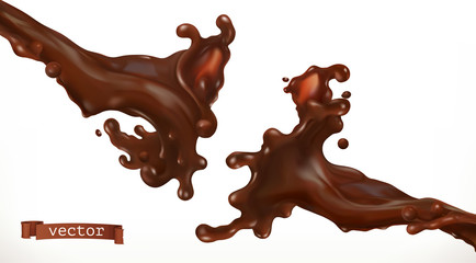 Chocolate splash. 3d realistic vector