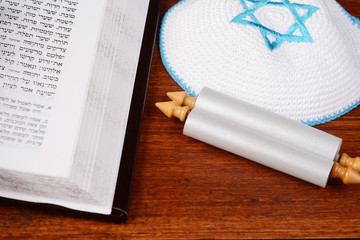 Torah with knitted kippah