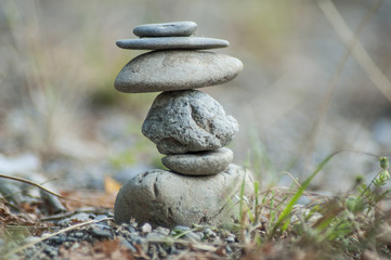 Fototapeta na wymiar closeup of stones balance on blurred background .