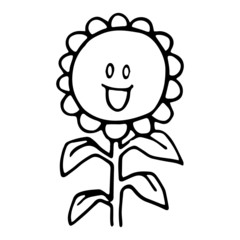 Sunflower cartoon illustration isolated on white background for children color book