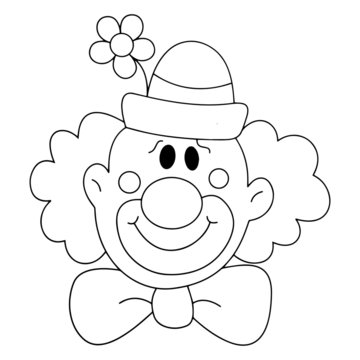 Premium Photo | Happy clown face. ink black and white drawing