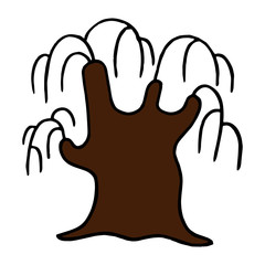 Tree cartoon illustration isolated on white background for children color book