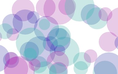 Multicolored translucent circles on a white background. Pink tones. 3D illustration