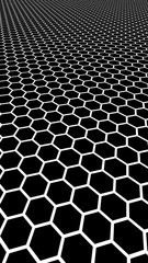 White honeycomb on a black background. Perspective view on polygon look like honeycomb. Isometric geometry. Vertical image orientation. 3D illustration