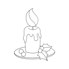 Candle cartoon illustration isolated on white background for children color book