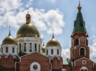 Fragment of St. Andrew's Cathedral in Ust-Kamenogorsk. Religious architecture.