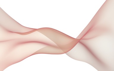 Abstract light red wave. Bright light red ribbon on white background. Abstract red smoke. Light red scarf. Raster air background. 3D illustration