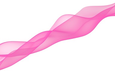Abstract pink wave. Raster air background. Bright pink ribbon on white background. Pink scarf. Abstract smoke. 3D illustration