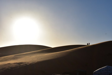 The big sun in desert