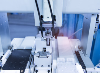 robot drill machine tool at mobile industrial manufacture factory