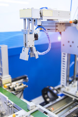 robotic machine tool in industrial manufacture plant,Smart factory industry 4.0 concept.