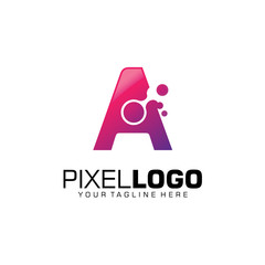 Abstract Modern Logo. Letter A Pixel Logo Design Template