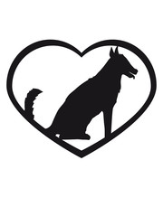 schwarz form herz i love liebe sitz sitzender hund niedlich süß haustier herrchen frauchen guter good boy girl silhouette umriss