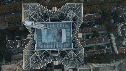 aerial view of business area in Nangjing Rd, Shanghai, China, at night