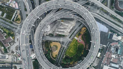 Foto auf Acrylglas Nanpu-Brücke aerial view of Nanpu Bridge in Shanghai