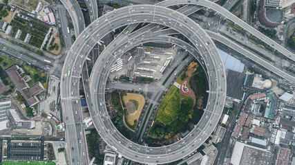 aerial view of Nanpu Bridge in Shanghai