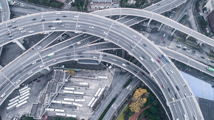 aerial view of Nanpu Bridge in Shanghai