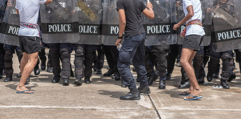 Riot police clashed with the protesters.