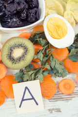 Food containing vitamin A, natural minerals and fiber, healthy nutritious eating