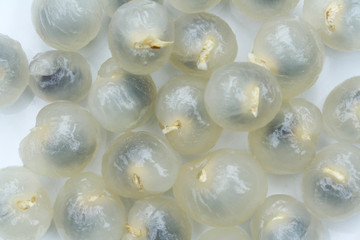 Texture longan fruit on white plate background