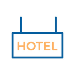 Hotel billboard signpost thin line icon. Vector illustration for hotel, motels, vacations, tourism, night stays, agencies