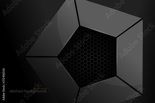 Pentagonal Metal Shape Scene Vector Abstract Wallpaper On A Black Images, Photos, Reviews