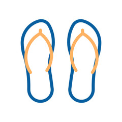 Flip flops beach footwear icon. Vector thin line illustration. Beach and swimming pool sandals.