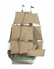 3d generated scene of Aurore a cargo slave ship that brought the first African slaves to Louisiana on June 6, 1719, from Senegambia