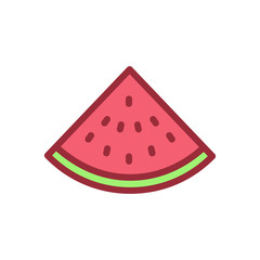 Slice of watermelon icon. Vector filled outline illustration of a fruit