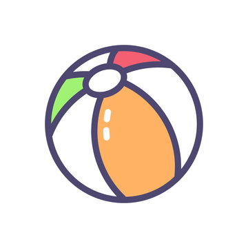 Beach ball icon. Vector filled thin outline illustration for summer and beach leisure fun time