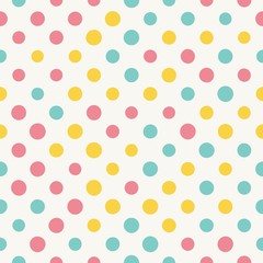 Seamless polka dot pattern with light background. Vector repeating texture.