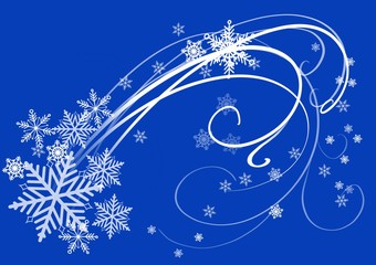 hand drawn Flourish snowflake bokeh winter design illustration