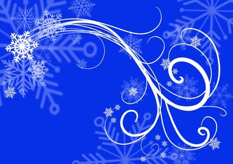 hand drawn Flourish snowflake bokeh winter design illustration