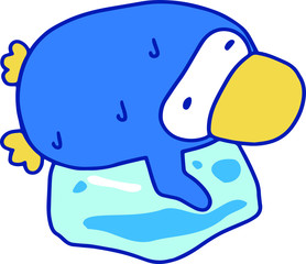 Hot summer penguin with sweating