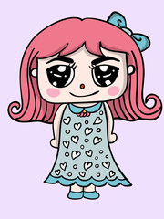 Girl cute character design illustration