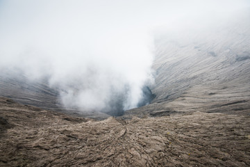 view of volcanic vent of Mount Bromo