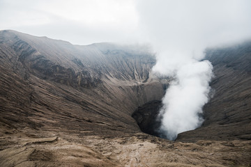 view of volcanic vent of Mount Bromo
