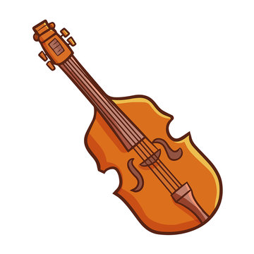 Funny and cute brown violin - vector
