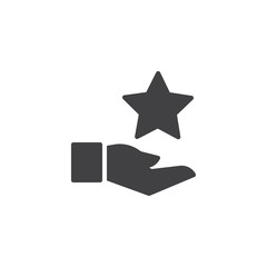 Hand and star vector icon. filled flat sign for mobile concept and web design. Rating simple solid icon. Symbol, logo illustration. Pixel perfect vector graphics