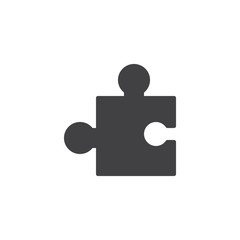 Puzzle piece vector icon. filled flat sign for mobile concept and web design. Jigsaw puzzle simple solid icon. Plugin symbol, logo illustration. Pixel perfect vector graphics