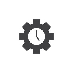 Gear clock vector icon. filled flat sign for mobile concept and web design. Time management simple solid icon. Symbol, logo illustration. Pixel perfect vector graphics