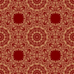 Floral Geometric Pattern with hand-drawing Mandala. Vector illustration. For fabric, textile, bandana, scarg, print.