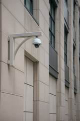 Security Camera on an Old Stone City Building