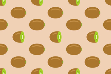 Seamless pattern with kiwi fruit. flat style. isolated on beige background